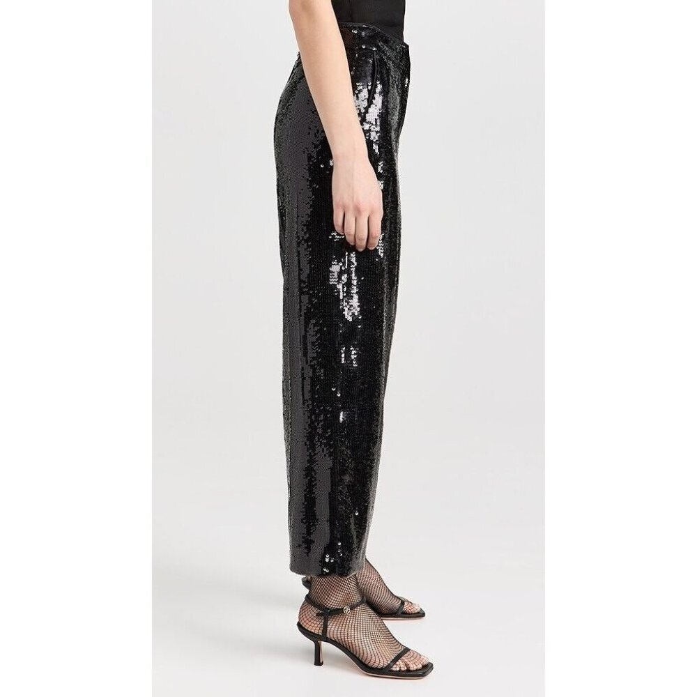 NWT Theory Relax Straight Ankle Crop in Black Allover Sequin Pants 2 $395 - Picture 4 of 11
